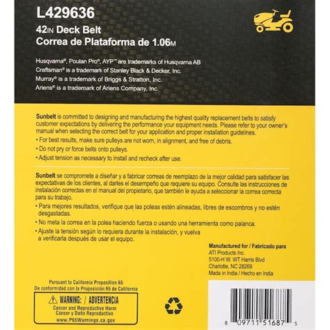 Sunbelt 1/2-in x 101.5-in Deck Belt, for 42-in Riding Mower/Tractors ...