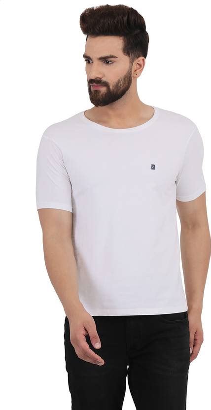 TURMS Stain Repellent & Anti Odour Solid Men Round Neck White T-Shirt ...