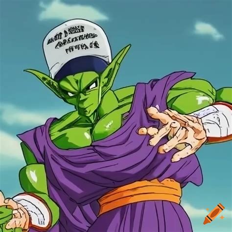 Piccolo from dragon ball z wearing a funny trucker hat on Craiyon