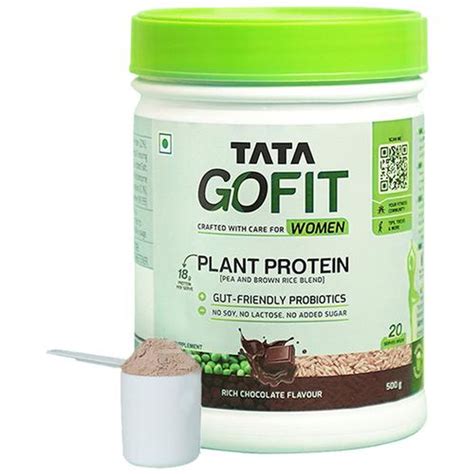 Tata GoFit Plant Protein Powder - Rich Chocolate Flavour, For Women, G ...
