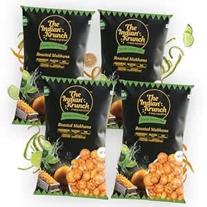 The Indian Krunch Orange Zest & Lime Tangy Roasted Makhana (Pack of 4 x ...