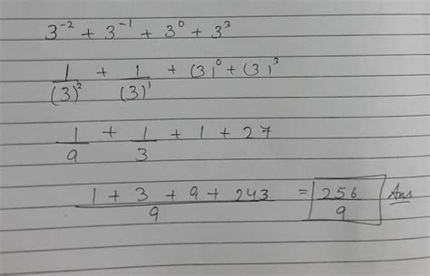 3 raised to the power -2 + 3 raised to the power -1 + 3 raised to the ...