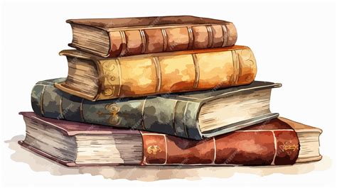 Vintage Old Books Watercolor Illustration | Premium AI-generated vector