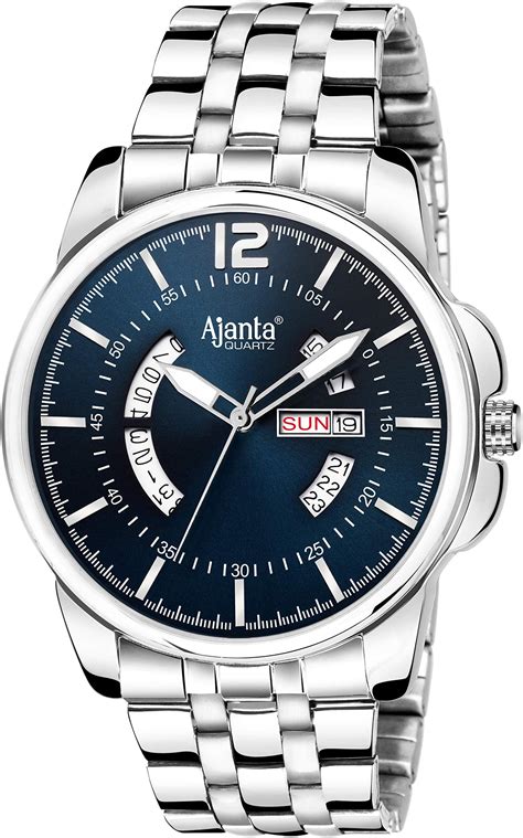 Ajanta Quartz Analog Gents Wrist Watch AWC048MSG (Silver-Blue) : Amazon ...