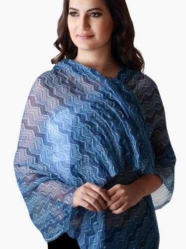Blue Dunes, Pure Soft Cotton Voile, Handloom Stoles | soilofindia.in
