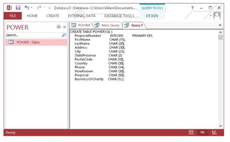 Image result for Create Table in MS Access Using SQL Query