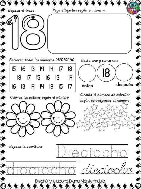 numero 18 para colorear - Búsqueda de Google | Libro de los numeros ...