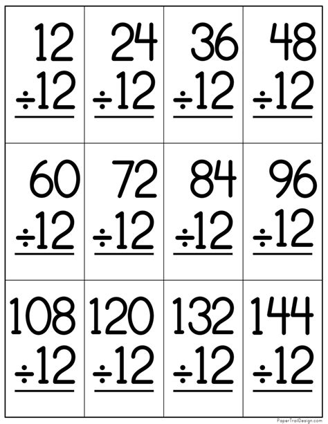 Division Flash Cards Printable - Paper Trail Design