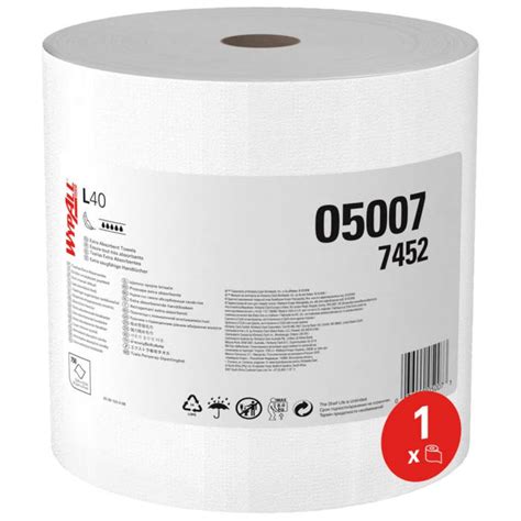 7452 WYPALL | WYPALL WypAll L40+ Power Clean (7452) Rolled White Paper ...