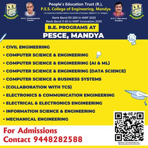 Admissions | PES College of Engineering Mandya | Top Engineering ...