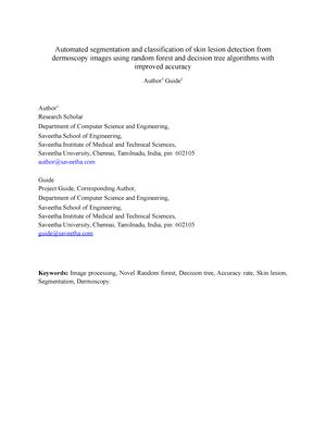 Skin lesion identification - Automated segmentation and classification ...