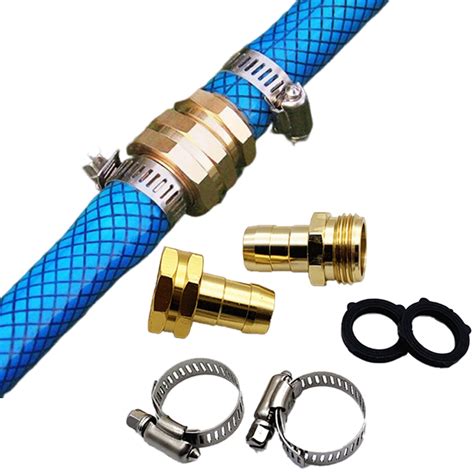 2 Set Garden Hose Repair Connector Kit with Clamps, Fit for 3/4" or 5/8 ...