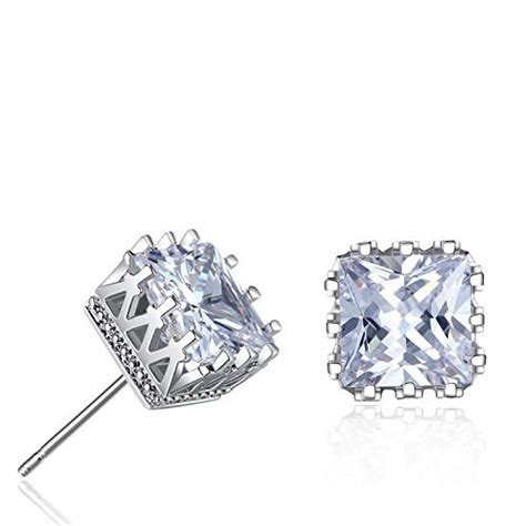 Buy OOMPH Jewellery Silver Plated Square Cubic Zirconia Stud Earrings ...