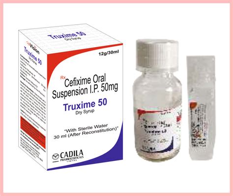Truxime 50Mg Dry Syrup 30 Ml 30 Ml ( Cefixime 50Mg/5Ml (With Water For ...