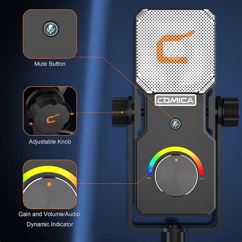 Buy USB Desktop Microphone with RGB Light, Comica STA-U1 Cardioid ...