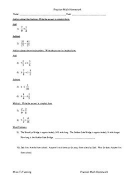 Image result for Fraction Math Homework