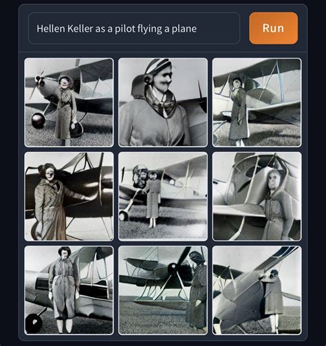 dalle-mini/dalle-mini · Helen Keller flying a plane