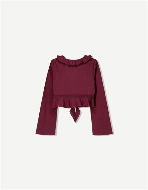 Ruffled blouse with tie - Women | Bershka