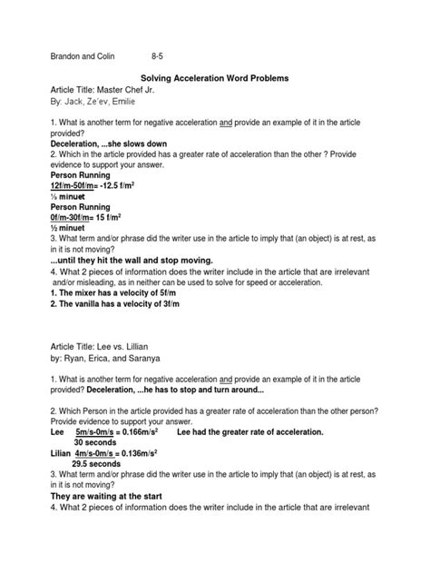 Image result for Acceleration Word Problem