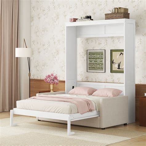 Harper & Bright Designs Queen Size Murphy Bed, Wooden Queen Murphy Bed ...