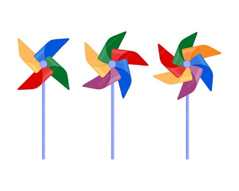 Ensemble de moulin à vent pour enfants. Une collection de moulins à ...