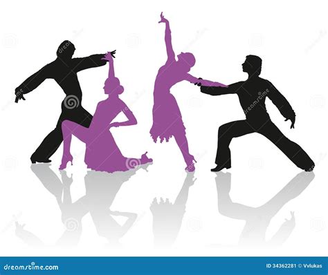 Silhouettes of Couple Dancing Ballroom Dance Stock Vector - Illustration of ballroom, dancing ...