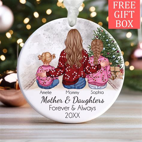 Custom Mother Daughter Ornament, Personalized Family Portrait Mother ...