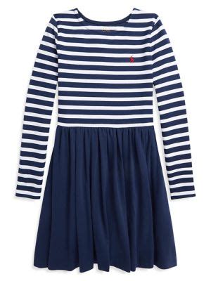 Girl's Striped Stretch Ponte Dress