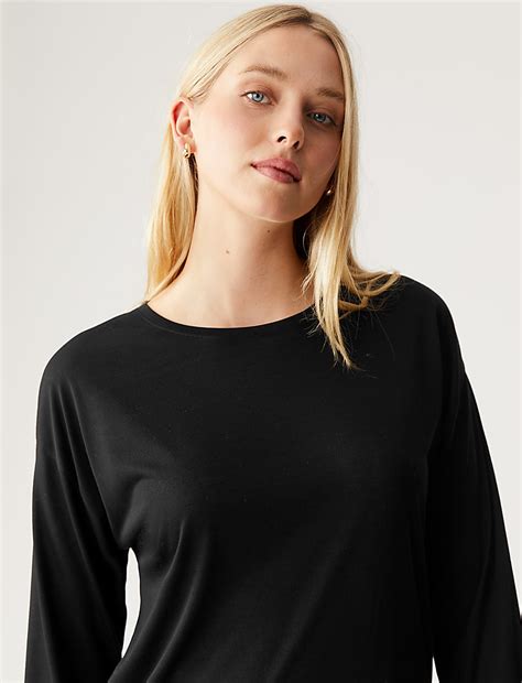 Buy Relaxed Long Sleeve Longline Top at Marks & Spencer