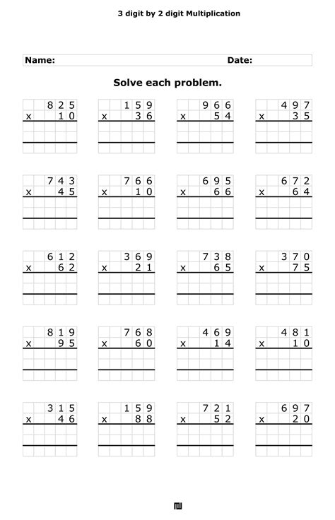 Image result for 3 Digit Multiplication Worksheets