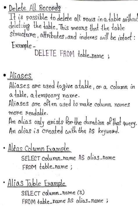 Image result for SQL Handwritten Notes PDF