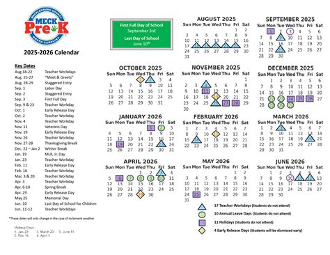 MECK Pre-K School Calendar