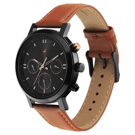 Buy Online Fastrack Tick Tock Quartz Analog Black dial Leather Strap ...