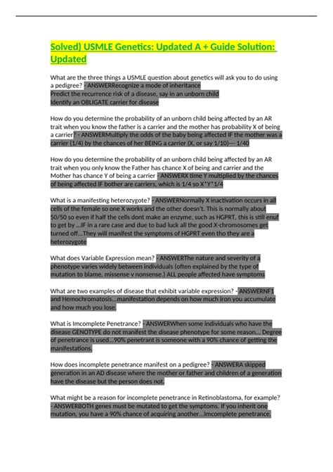 Image result for USMLE Genetics Questions