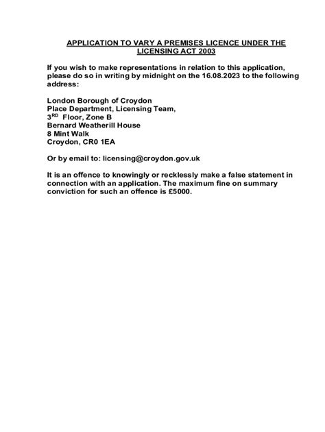 Fillable Online How to Apply for the Variation of a Premises Licence ...