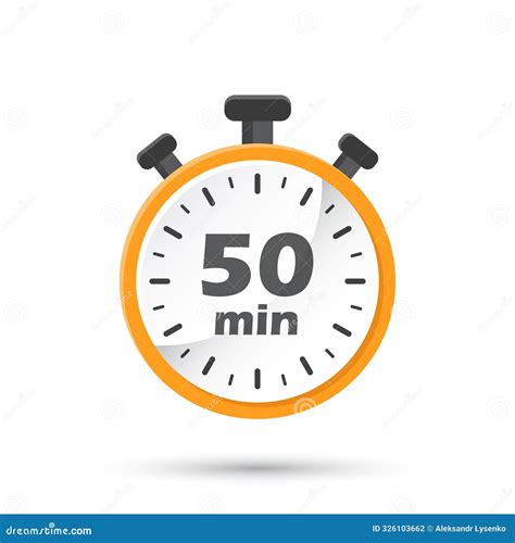 50 Minutes on Stopwatch Icon in Flat Style. Clock Face Timer Vector ...