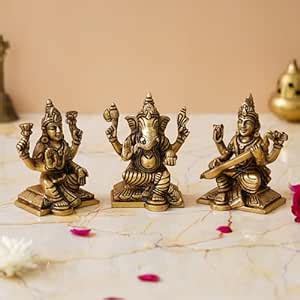 Buy Shyam Antique Creation Brass 4 Inch Maa Lakshmi Ganesha Saraswati ...