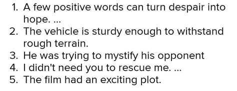 ACTIVITY: 3 ake sentences with the following words: (i) Despair: (ii ...