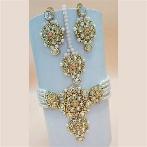 Padmawati Bangles Gold Plated Kundan And Pearl Choker Necklace Set ...