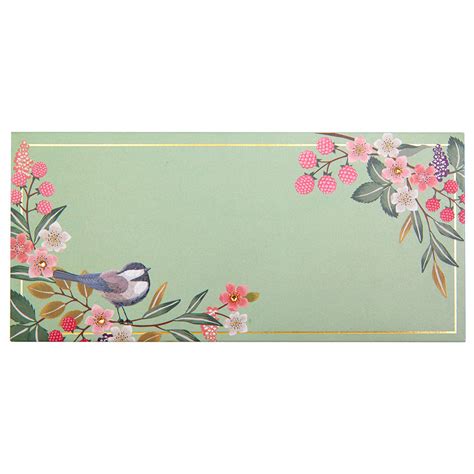 Green Songbird Money Envelope - Set of 10 – Pink Palette Stationery