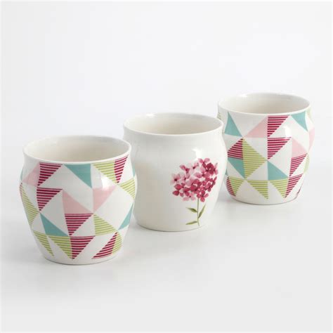 Buy Mandarin Begonaia Set of 3 Bone China Kulhad Cups - 240ml from Home ...