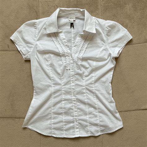 2000s Dainty White Vampy Blouse - Depop