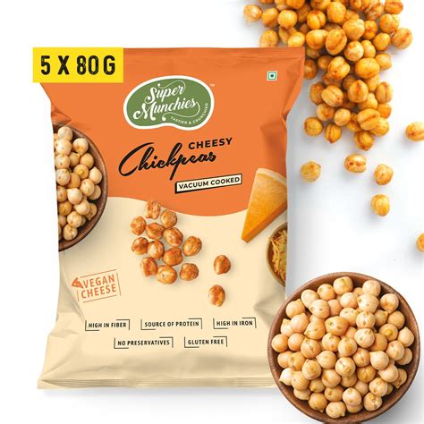 SUPER MUNCHIES Vacuum Cooked Chickpeas, Protein Source, High in Iron ...
