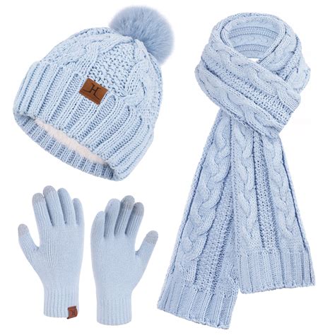 FZ FANTASTIC ZONE Womens Winter Beanie Hats Scarf Touchscreen Gloves ...