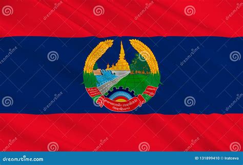 Flag of Laos stock illustration. Illustration of textile - 131899410