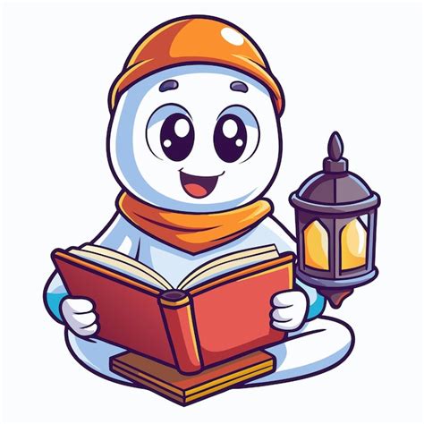 Adorable ghost enjoys reading by lantern light in whimsical cartoon ...