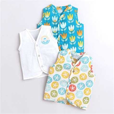 Polka Tots Soft Cotton Pack of 3 Sleeveless Baby Jhablas – PolkaTots.in