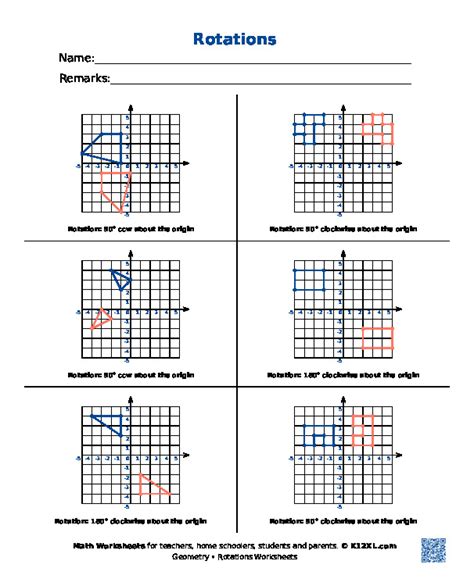 Image result for Rotation Math Graph Worksheet