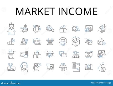 Market Income Line Icons Collection. Gross Profit, Simple Interest ...