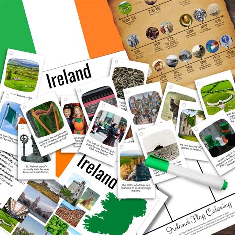 IRELAND Irish Information Poster, Fun Facts Cards, History Timeline ...